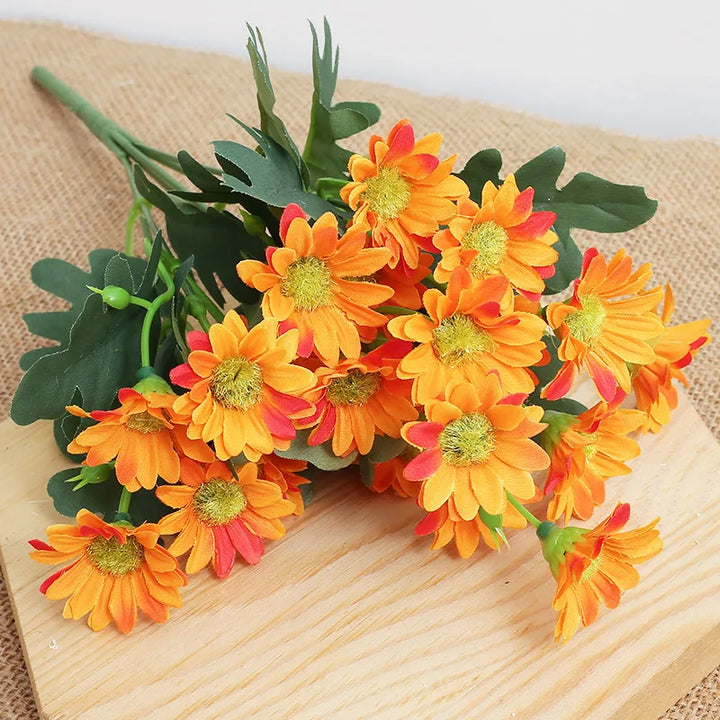 Artificial Flowers Beautiful Silk Daisy Bouquet Valentine Vase Home Room Table Wedding Decora Household Product Diy Gifts Prop