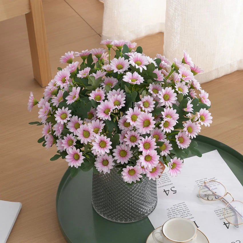 Artificial Flowers Beautiful Silk Daisy Bouquet Valentine Vase Home Room Table Wedding Decora Household Product Diy Gifts Prop