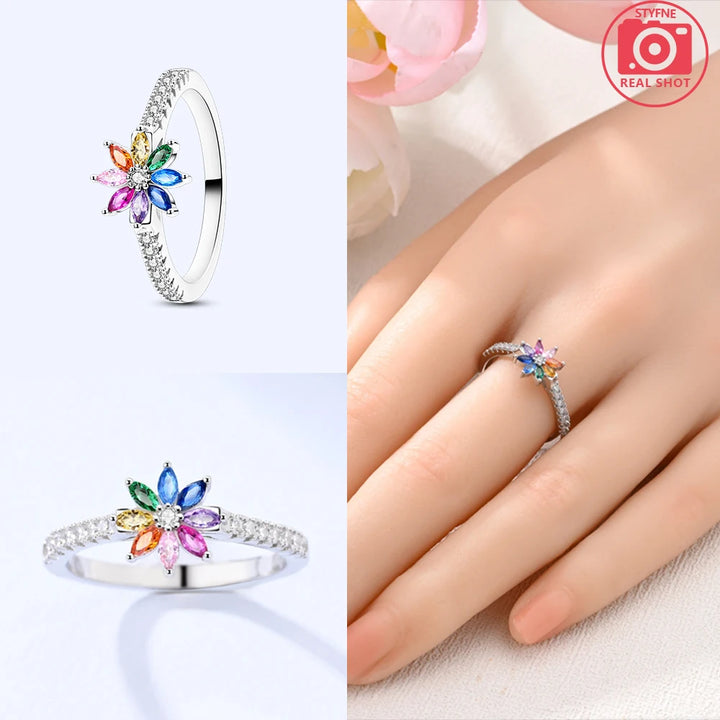 2025 Valentine's Day 925 Silver Black & Pink Heart Shiny Zircon Rings Trendy Ring for Women Love Gift DIY Fine Jewelry