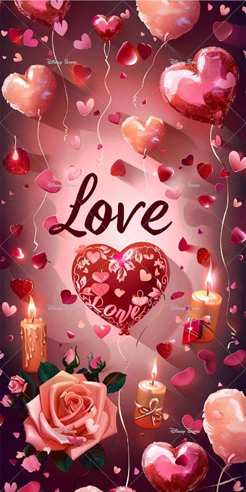 Valentine's Day Door Cover Banner Red Roses Love Photography Background Decoration Wedding Bride Mother's Day Party Supplies