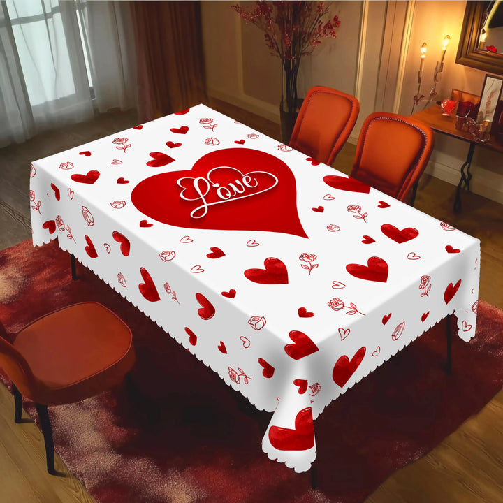 Nappe Saint-Valentin Imperméable Cœurs Roses Rouges - Décoration Table Mariage