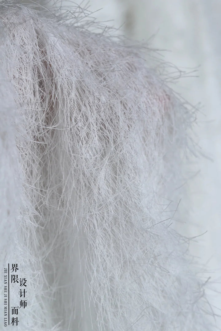 Chiffon Feather Tassel Fabric for Dress Clothing Background Cloth Designer Handmade Diy Sewing Material Cloth Wholesale