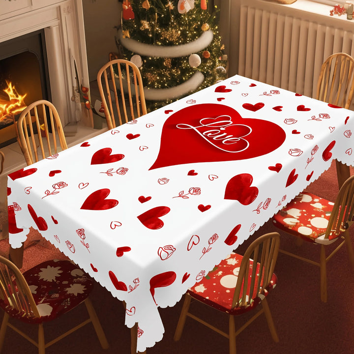 Nappe Saint-Valentin Imperméable Cœurs Roses Rouges - Décoration Table Mariage