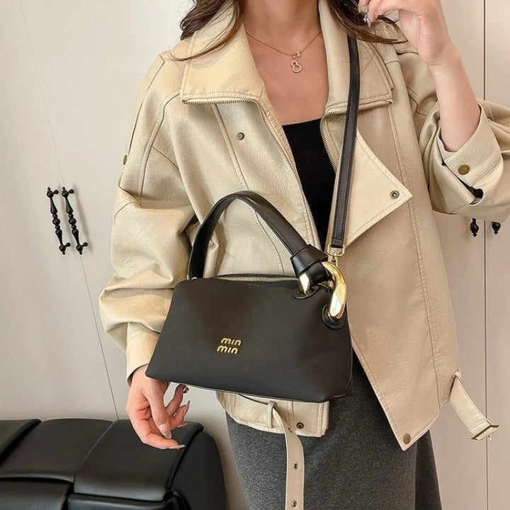 High-End Women's Leather Tote Bag With Classic Paris Style And Casual Simple Vintage Popular Elegant Look