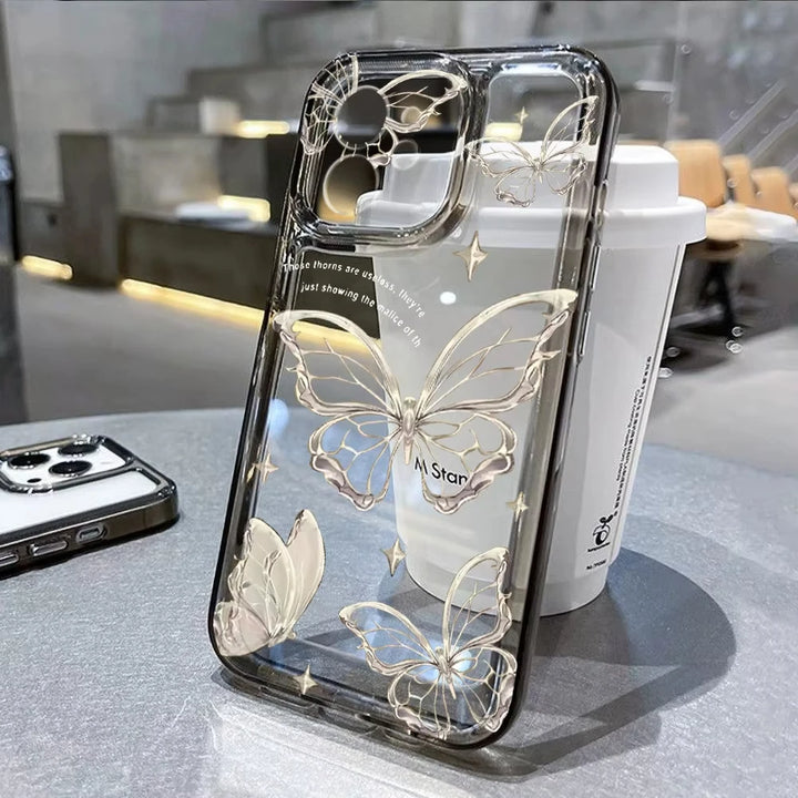 Transparent Flower Phone Case For iPhone 11 Case for iPhone 13 16 15 14 12 17 Pro Max XR XS 7 8 SE Aesthetic Floral Cover Funda