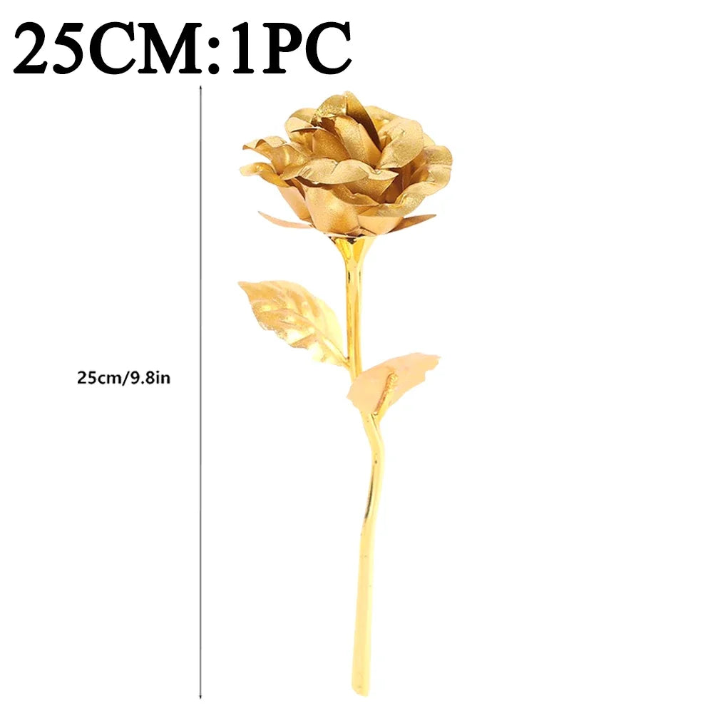 1/3Pcs Golden Foil Roses Valentine Day Gifts Simulation Flowers Artificial Roses Beauty Golden Flowers for Wedding Decoration