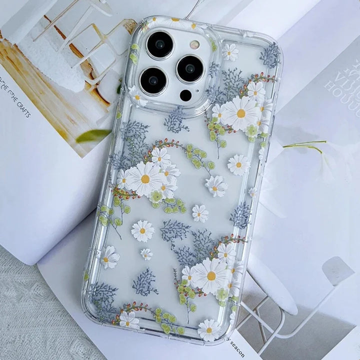 Trendy Flower Pattern Transparent Case For iPhone 17 Air 16 15 Pro Max 16E 14 13 12 11 PRO XS X XR 7 8 Plus SE2 Soft Clear Cover