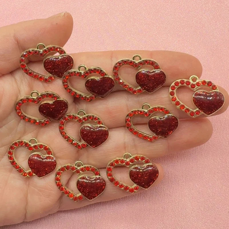 10pcs alloy Valentine's Day love pendant, DIY jewelry making earrings, keychain accessories