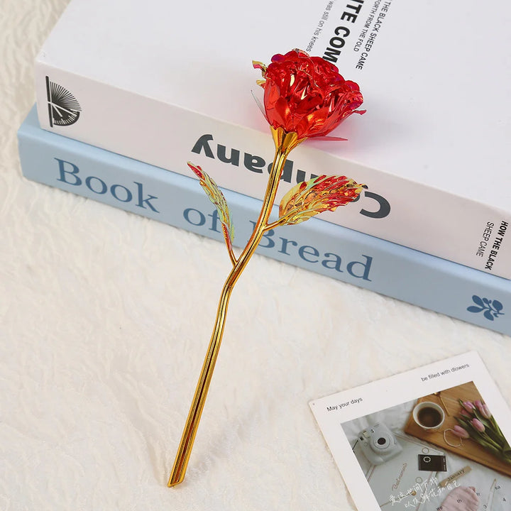 24k Golden Rose Flower Valentine Day Gift Artificial Roses Foil Rose Flowers Party Wedding Decoration Holiday Present For Lover