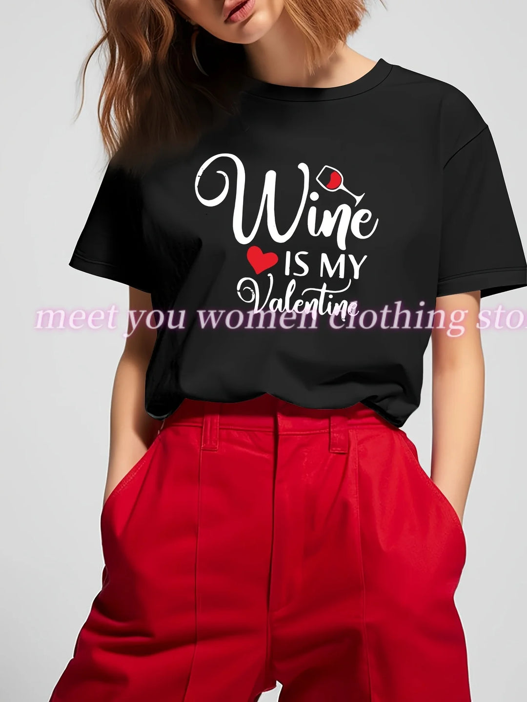 Valentine's Day LOVE  Print T-shirt Women Summer Retro American style Casual Short Sleeve  Girl Tops  Streetwear Couple teeses