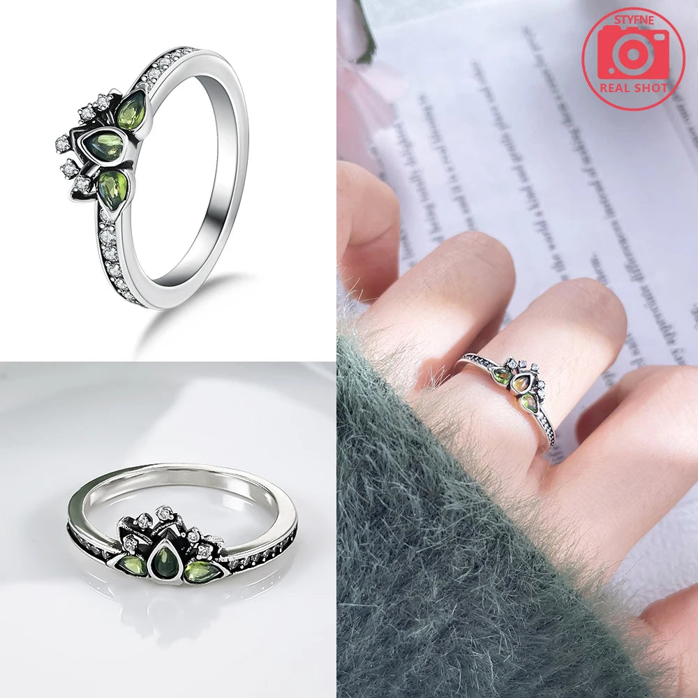 2025 Valentine's Day 925 Silver Black & Pink Heart Shiny Zircon Rings Trendy Ring for Women Love Gift DIY Fine Jewelry