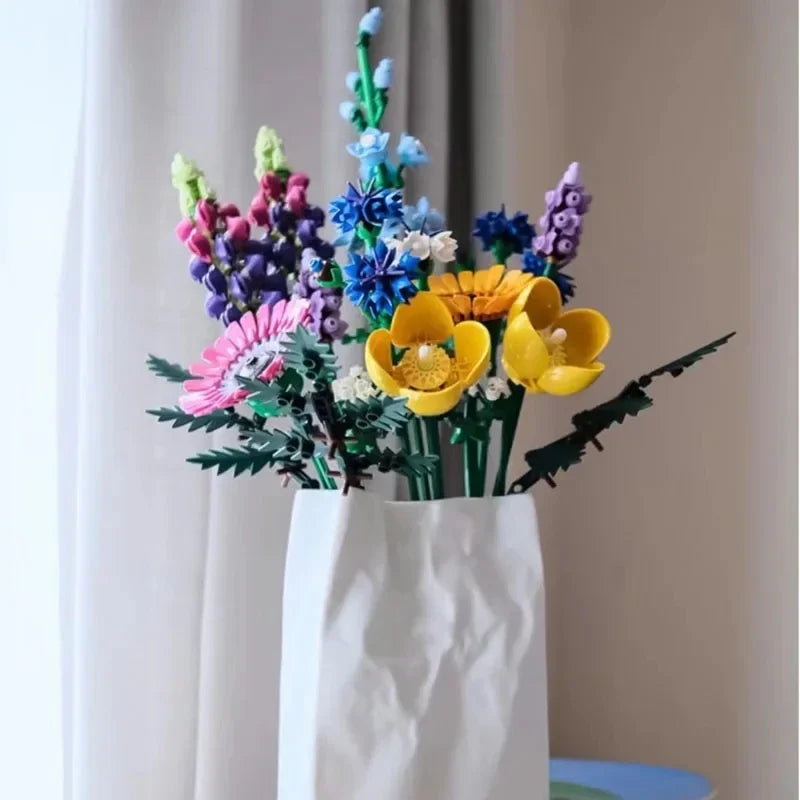 New 939 Romantic Wildflower Bouquet 10313 Architecture Model Valentines Day Gift For Girlfriend Her Women Ladies