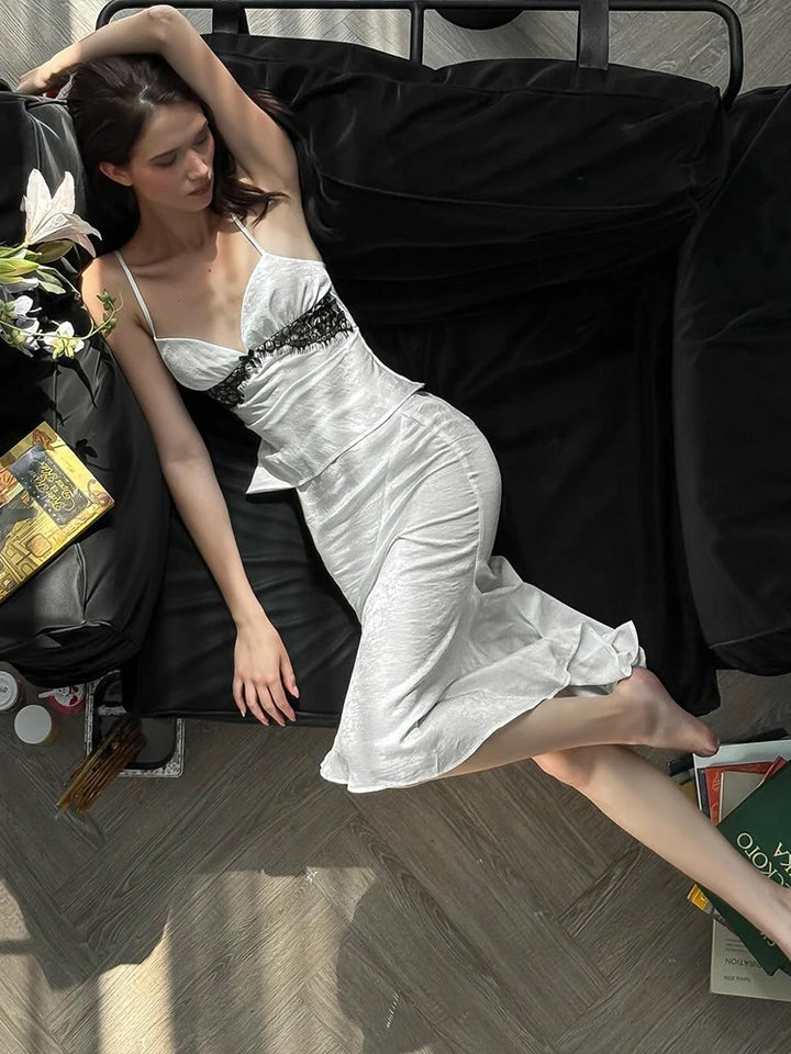 Ensemble 2 Pièces Saint-Valentin Dentelle - Camisole + Jupe Sirène Sexy Femme