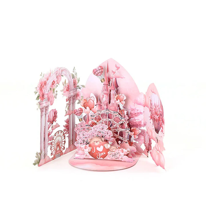 Valentines Day Greeting Card Romantic Cat Balloon Pop Up 3D Greetings Card Postcard Love Gifts For Couples Wife Husband Lovers