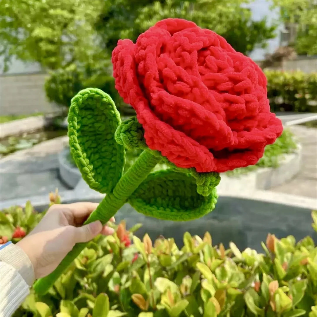 Valentine's Day Knitted Rose Handmade Knitting Flower Artificial Flowers Simulated Roses Holiday Gifts For Couples