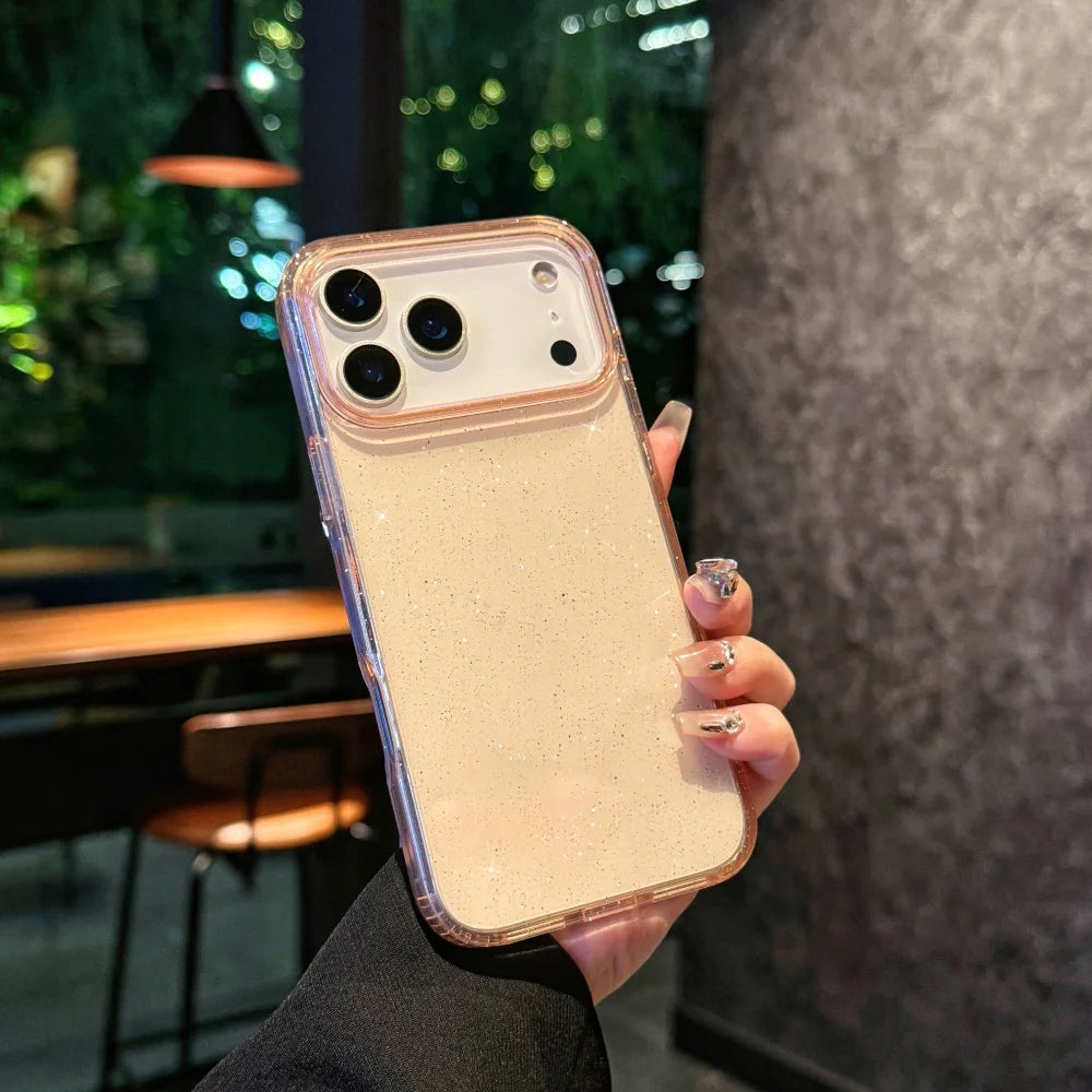 Transparent Glitter glitter protection cover.Transparent Black/Transparent Purple For iphone 17 pro max 17 Air 17 case