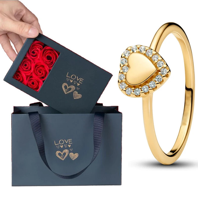 2025 New Heart Ring for Romantic Valentine's Day Zircon Ring Versatile for Daily Wear Minimalist Sweet Gift for Her