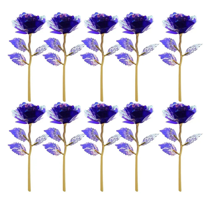 10PCS Valentine's Day Creative Gift 24K Foil Plated Rose Gold Rose Last Forever Love Wedding Decor Lover Roses Creative Gift