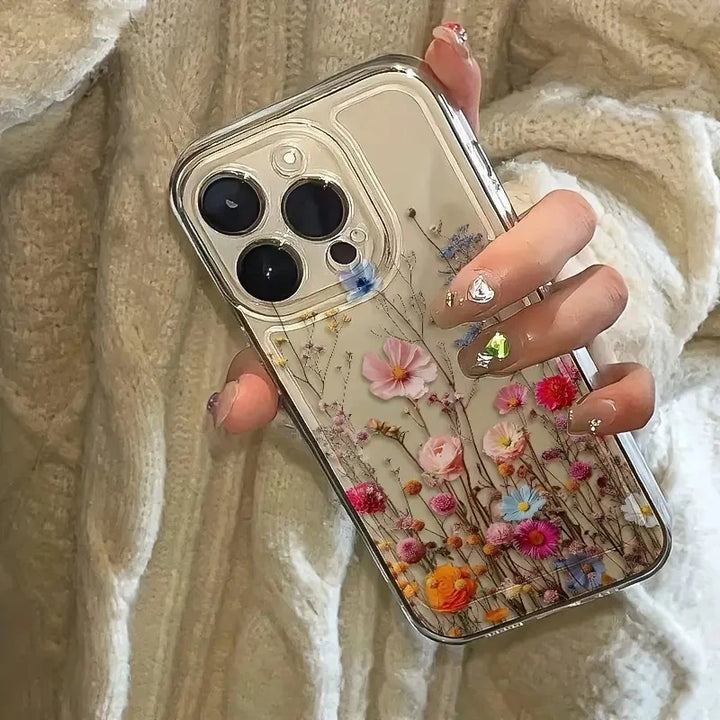 Transparent Flower Floral Phone Case For iPhone 17 Air 16E 16 15 13 14 12 11 Pro Max 7 8 Plus X XS XR Max Mini Clear Soft Cover