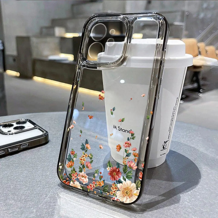 Transparent Flower Phone Case For iPhone 11 Case for iPhone 13 16 15 14 12 17 Pro Max XR XS 7 8 SE Aesthetic Floral Cover Funda