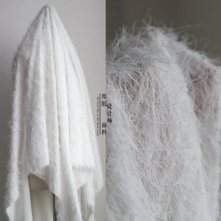 Chiffon Feather Tassel Fabric for Dress Clothing Background Cloth Designer Handmade Diy Sewing Material Cloth Wholesale