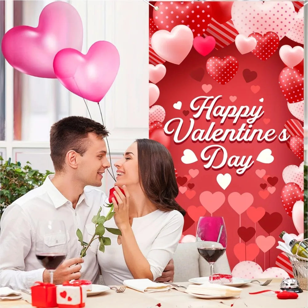 Valentine's Day Door Cover Banner Red Roses Love Photography Background Decoration Wedding Bride Mother's Day Party Supplies