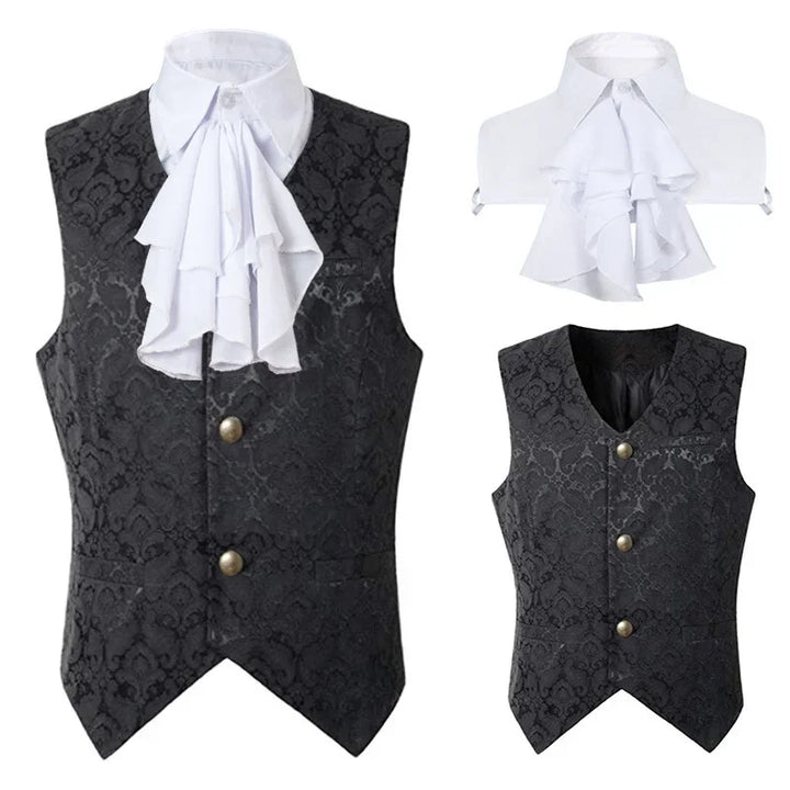 2024  Vest Men Renaissance Steampunk Coat Gothic Jacquard Waistcoat Single Breasted Business Formal Dress Vest for Suit