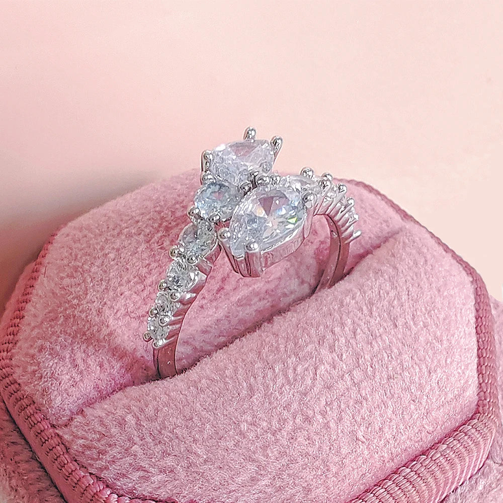 Bague Argent Ajustable Saint-Valentin - Design Unique Cadeau Femme Bijou Mode