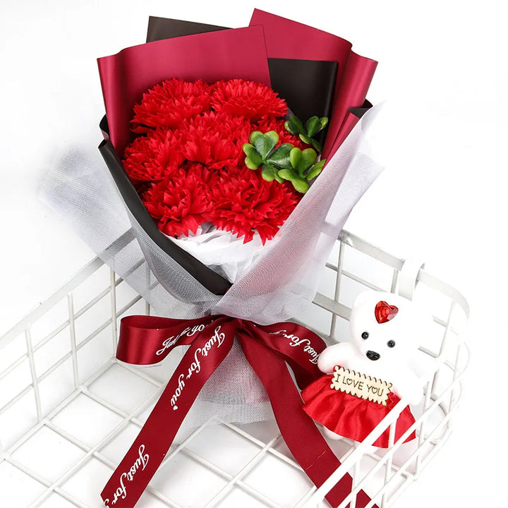Valentine's Day Artificial Flowers 7 Rose Soap Bouquet Gift Box Teddy Bear Flower Creative Valentine's Day Gift Home Decor