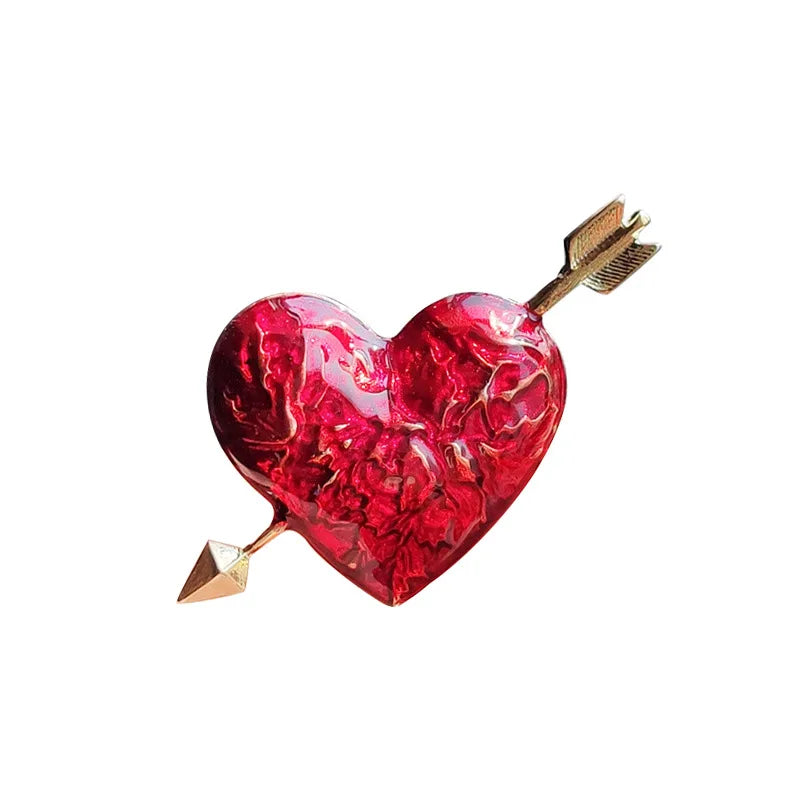 Valentine Day Love Enamel Pin Brooches for Women Romantic Rhinestone Couples Red Heart Weddings Banquet Party Brooch Pins Gifts