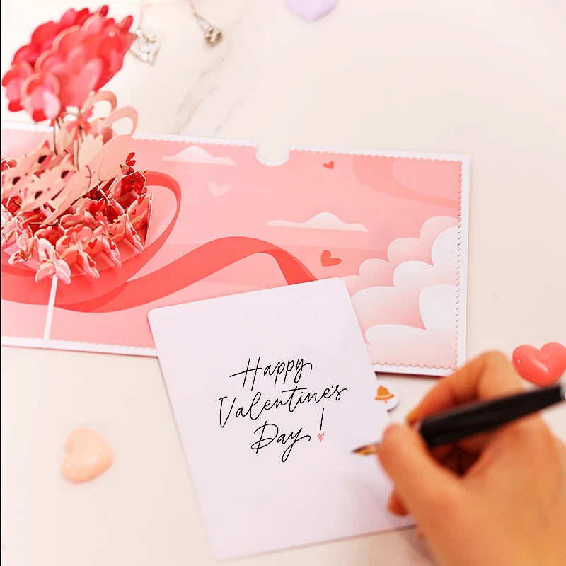 Valentines Day Greeting Card Romantic Cat Balloon Pop Up 3D Greetings Card Postcard Love Gifts For Couples Wife Husband Lovers