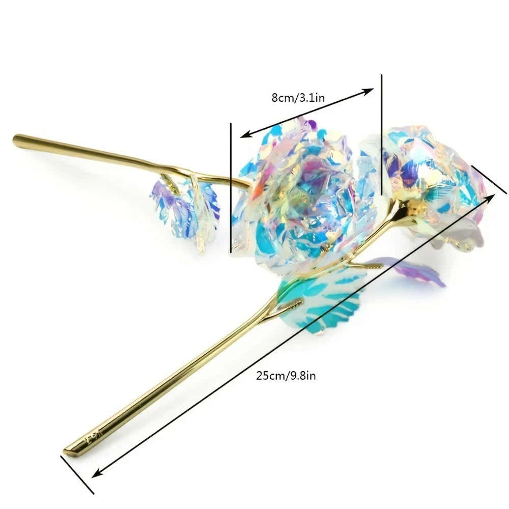 10PCS Valentine's Day Creative Gift 24K Foil Plated Rose Gold Rose Last Forever Love Wedding Decor Lover Roses Creative Gift
