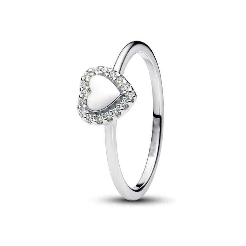 2025 New Heart Ring for Romantic Valentine's Day Zircon Ring Versatile for Daily Wear Minimalist Sweet Gift for Her