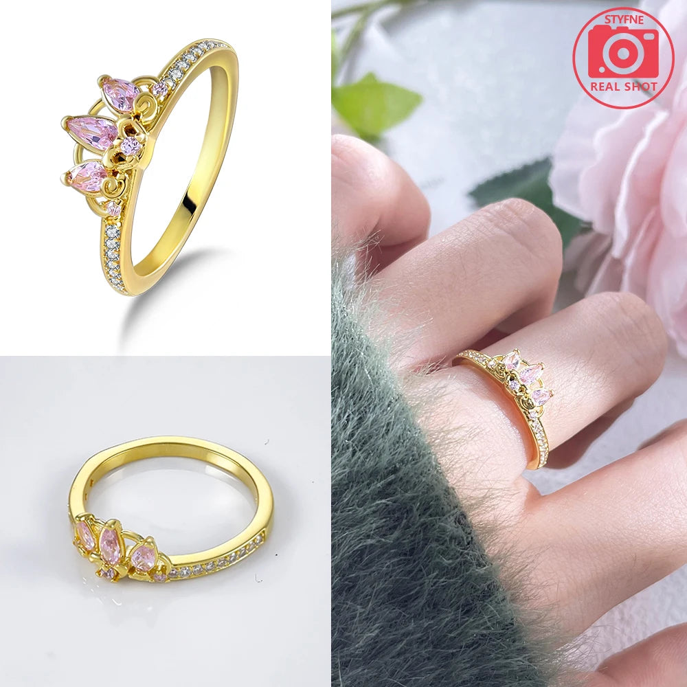 2025 Valentine's Day 925 Silver Black & Pink Heart Shiny Zircon Rings Trendy Ring for Women Love Gift DIY Fine Jewelry