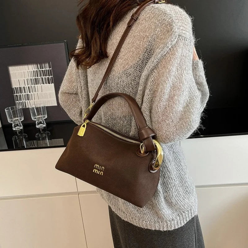 High-End Women's Leather Tote Bag With Classic Paris Style And Casual Simple Vintage Popular Elegant Look