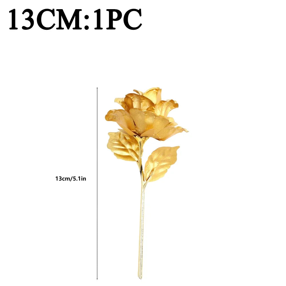 1/3Pcs Golden Foil Roses Valentine Day Gifts Simulation Flowers Artificial Roses Beauty Golden Flowers for Wedding Decoration