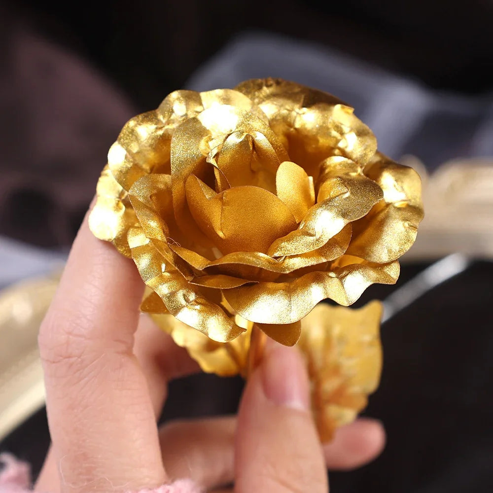 1/3Pcs Golden Foil Roses Valentine Day Gifts Simulation Flowers Artificial Roses Beauty Golden Flowers for Wedding Decoration