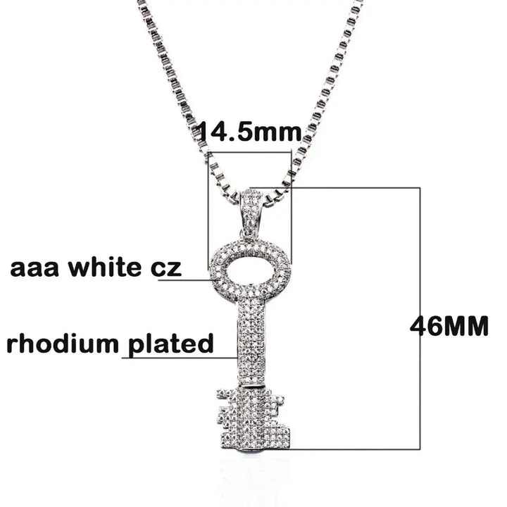 VANAXIN Romantic Key Pendant Necklaces Charms Cute Lock Heart Jewels High Quality Silver Color Chain Valentine Gift