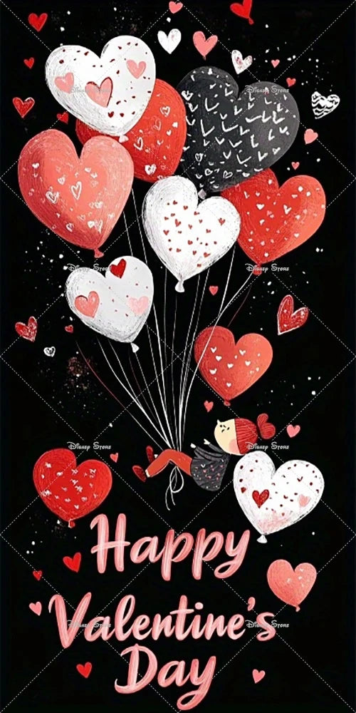 Valentine's Day Door Cover Banner Red Roses Love Photography Background Decoration Wedding Bride Mother's Day Party Supplies