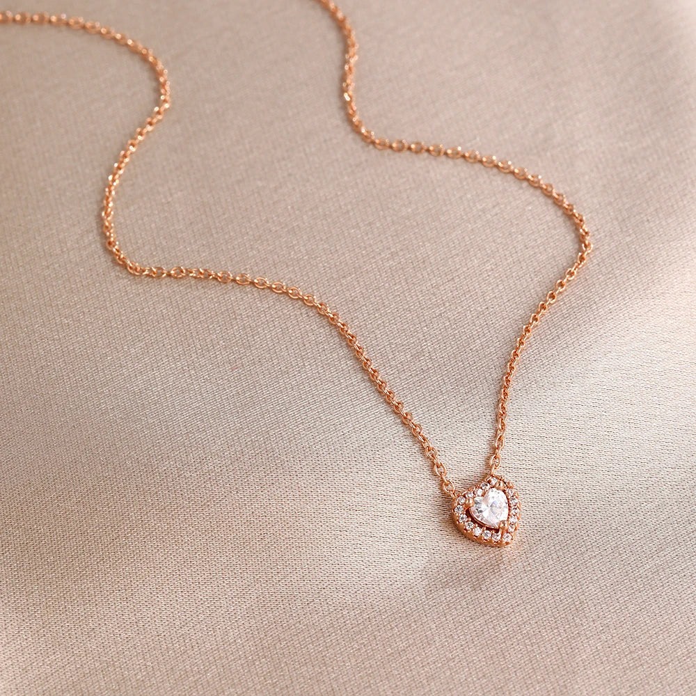 Collier Saint-Valentin Argent 925 Carré Rose Rouge - Bijou Romantique Femme