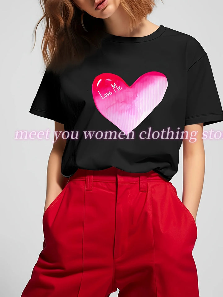 Valentine's Day LOVE  Print T-shirt Women Summer Retro American style Casual Short Sleeve  Girl Tops  Streetwear Couple teeses
