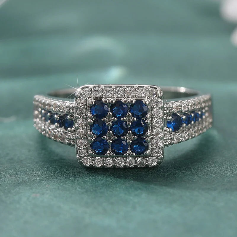 A Three-piece Set of Fashionable and Glittering Square Rings, The Perfect Valentine's Day Gift for Elegant Ladies