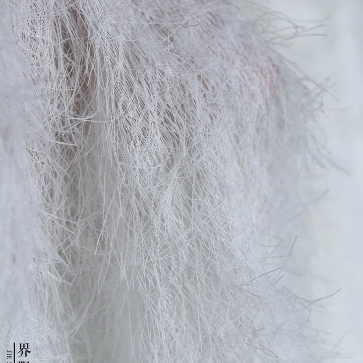 Chiffon Feather Tassel Fabric for Dress Clothing Background Cloth Designer Handmade Diy Sewing Material Cloth Wholesale