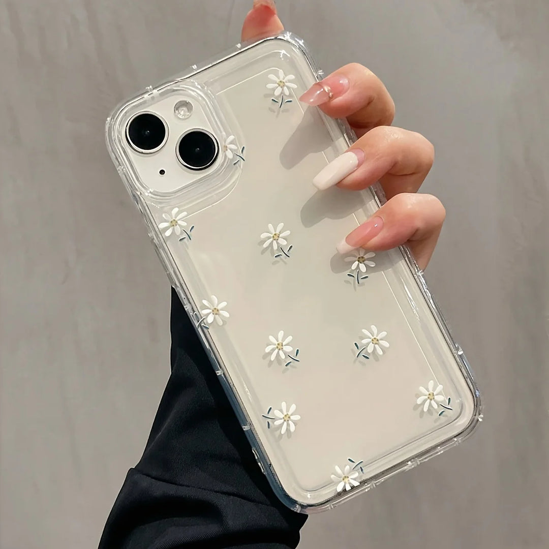 Trendy Flower Pattern Transparent Case For iPhone 17 Air 16 15 Pro Max 16E 14 13 12 11 PRO XS X XR 7 8 Plus SE2 Soft Clear Cover