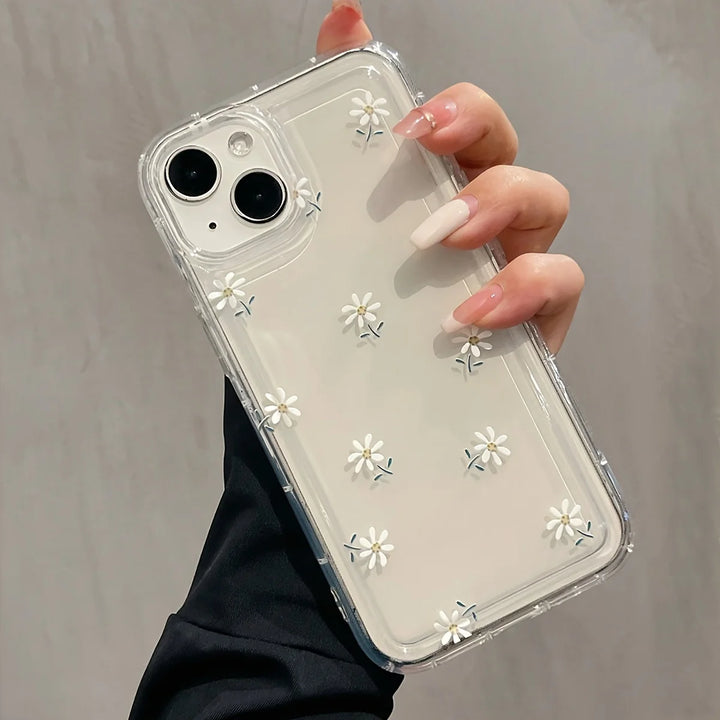 Trendy Flower Pattern Transparent Case For iPhone 17 Air 16 15 Pro Max 16E 14 13 12 11 PRO XS X XR 7 8 Plus SE2 Soft Clear Cover