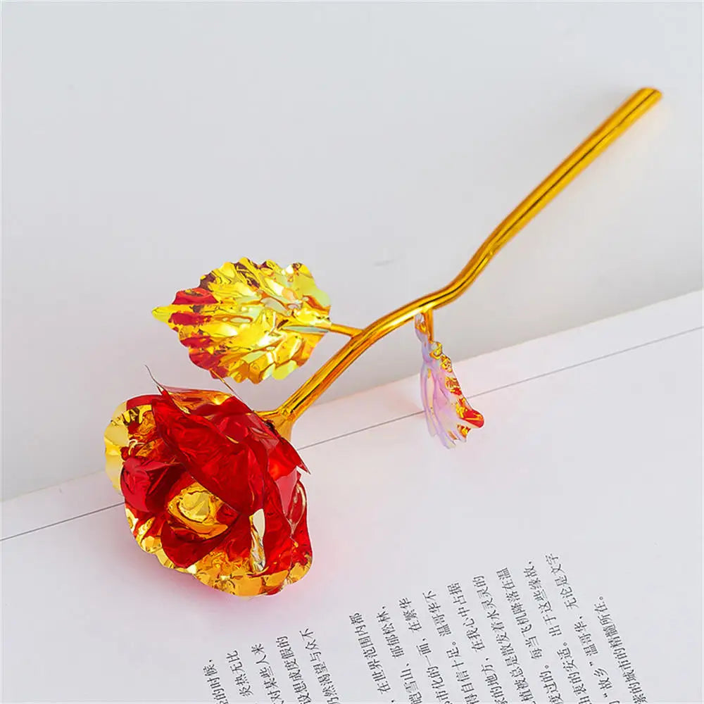 24k Golden Rose Flower Valentine Day Gift Artificial Roses Foil Rose Flowers Party Wedding Decoration Holiday Present For Lover