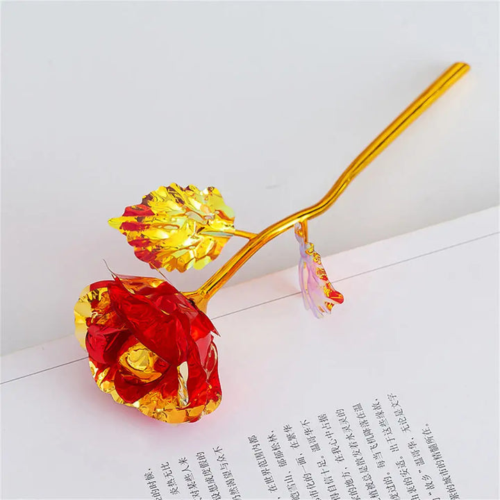 24k Golden Rose Flower Valentine Day Gift Artificial Roses Foil Rose Flowers Party Wedding Decoration Holiday Present For Lover