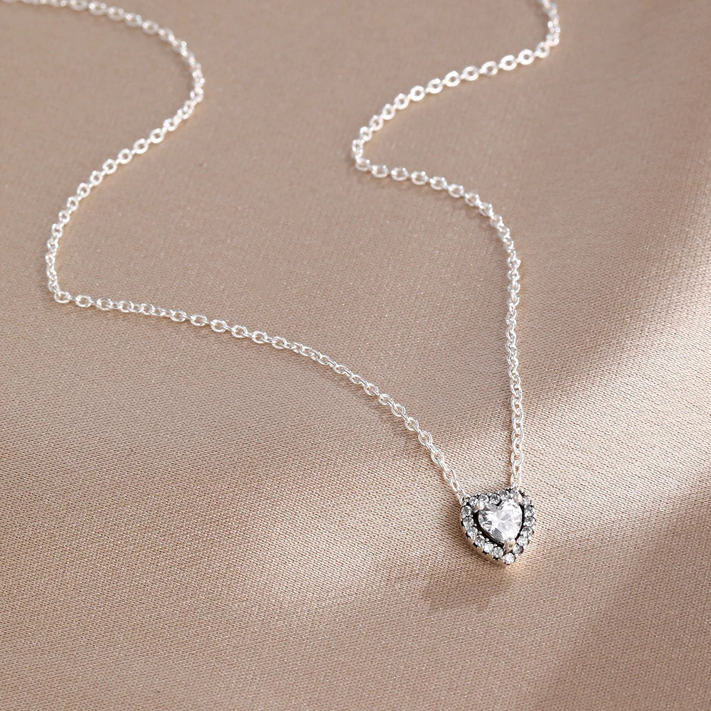 Collier Saint-Valentin Argent 925 Carré Rose Rouge - Bijou Romantique Femme