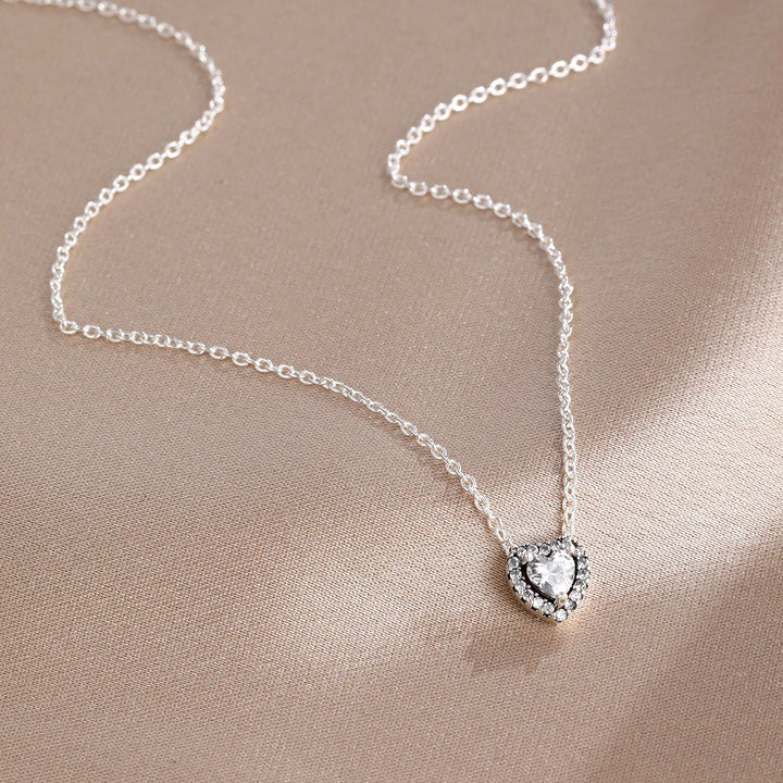 Collier Saint-Valentin Argent 925 Carré Rose Rouge - Bijou Romantique Femme