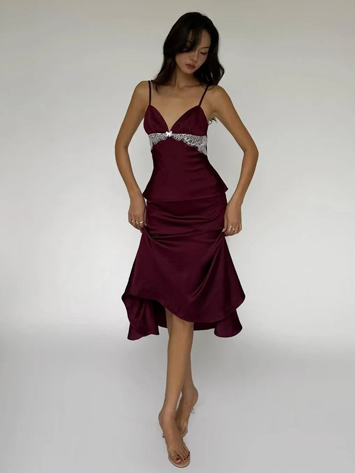 Ensemble 2 Pièces Saint-Valentin Dentelle - Camisole + Jupe Sirène Sexy Femme